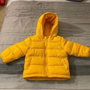 Yellow boys puff coat with warm polyester inside
